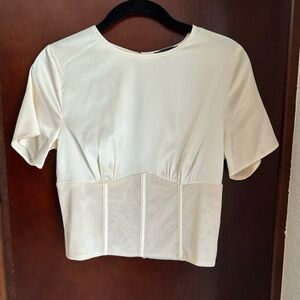 Shinestar Cream Short Sleeve Blouse